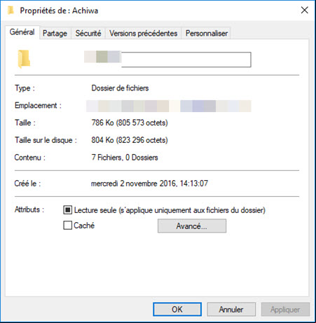 Cacher un fichier dans Windows 10