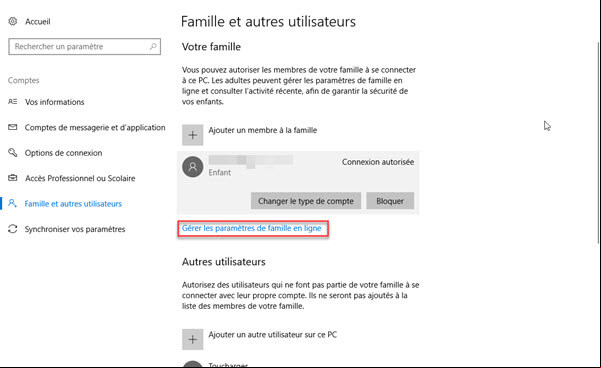 Créer compte utilisateur enfant