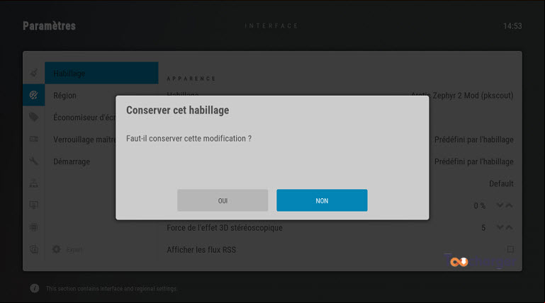 Conserver habillage kodi